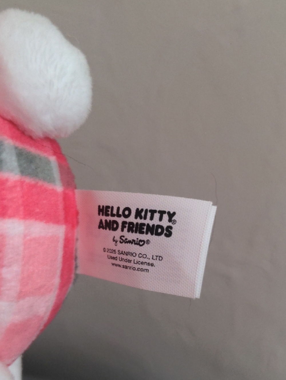 Hello Kitty Holiday Edition Plush Sanrio in Pink & White Plaid - Picture 3 of 3